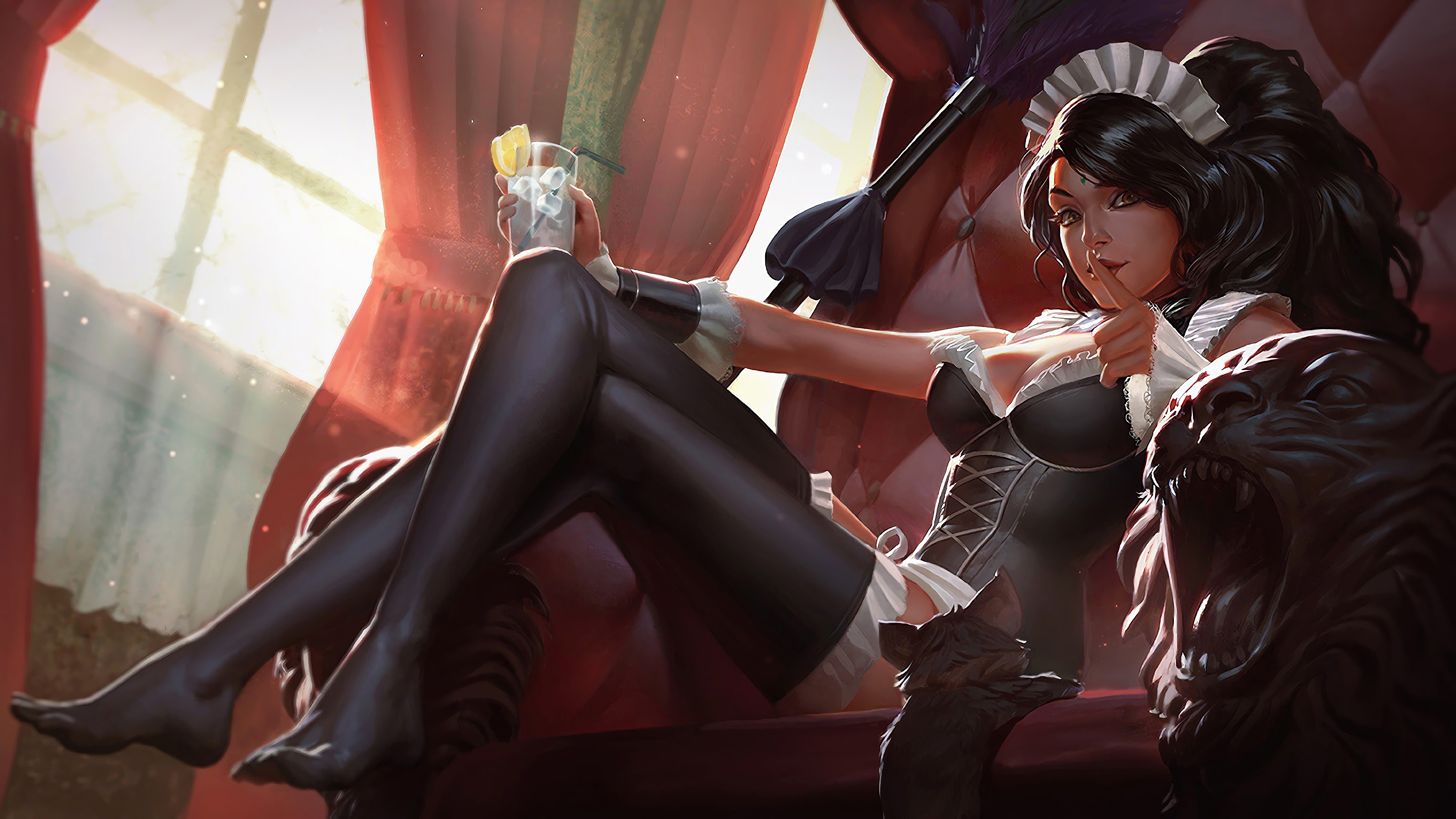 french maid nidalee lol splash art league of legends lol 1574101529