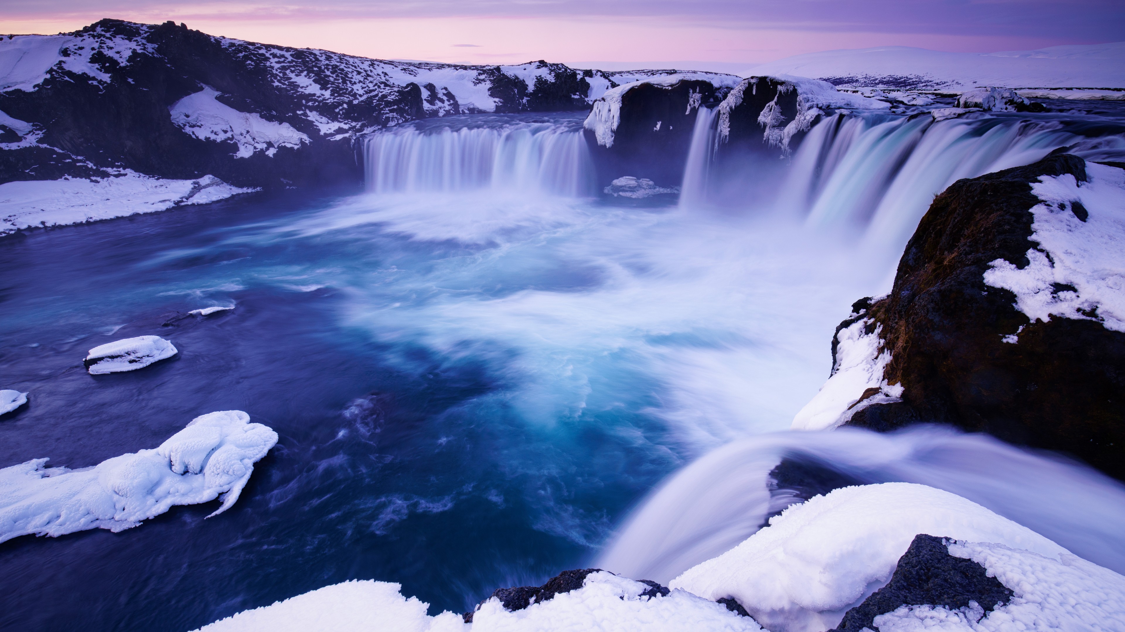 godafoss falls waterfall snow 1574939424