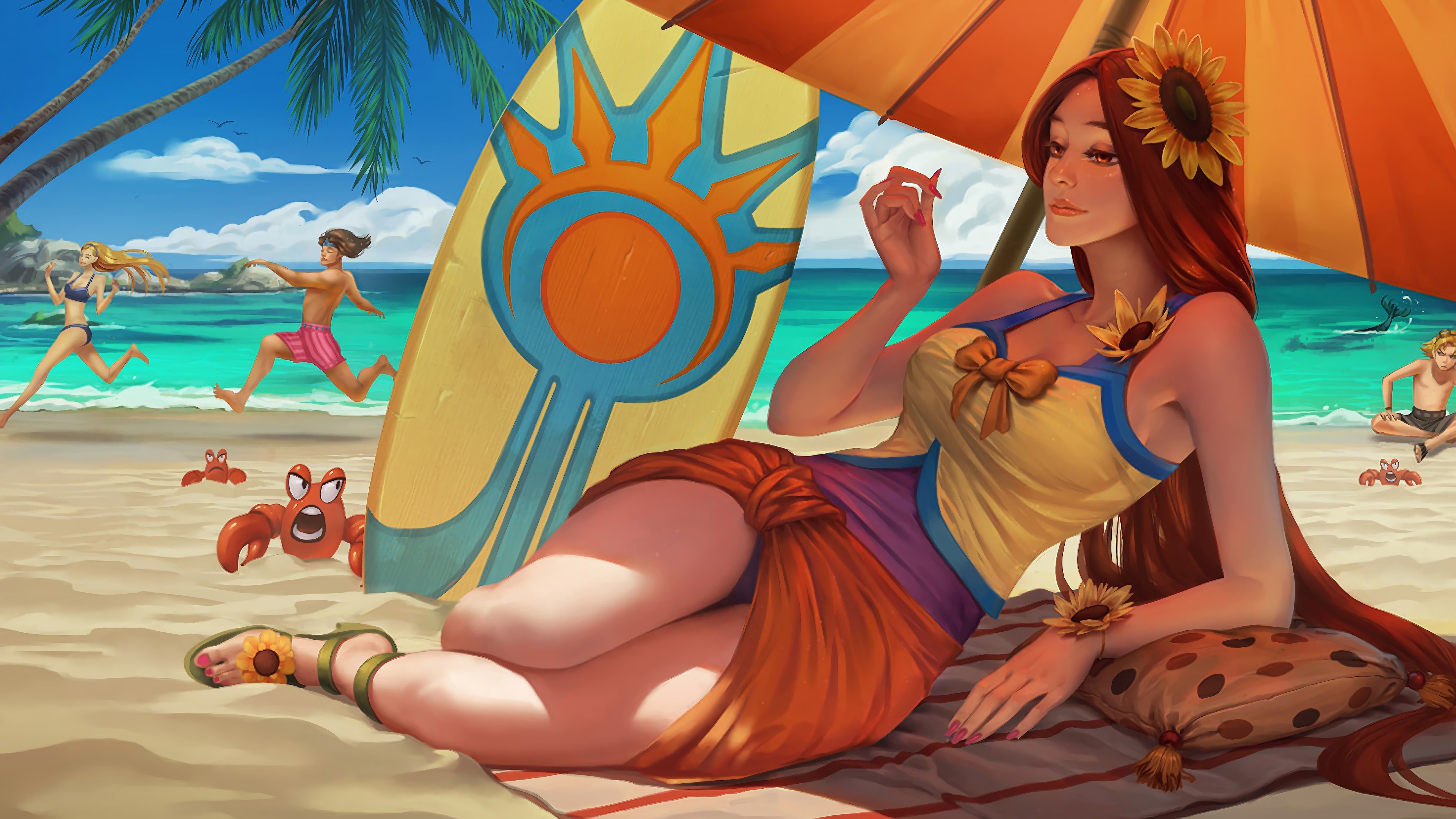 pool party leona lol art league of legends 1574098373