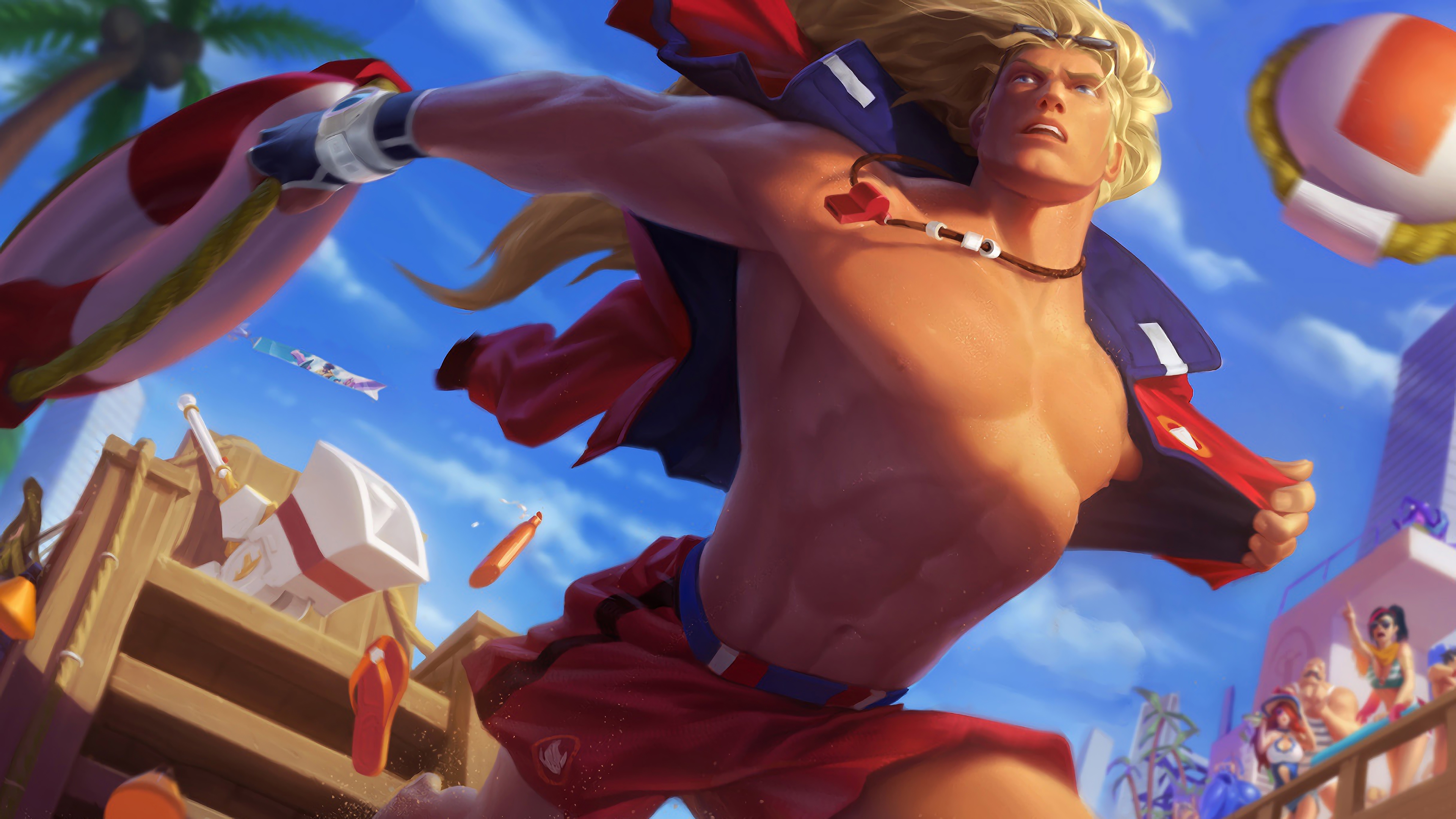 Wallpaper 4k Pool Party Taric Lol Splash Art League Of Legends