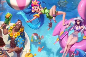 pool party zoe caitlyn gangplank splash art lol league of legends lol 1574103750