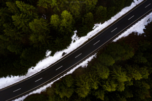 road through woods snow on roads side 1574939562