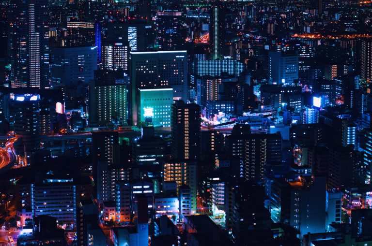 Urban Night City Down Town Wallpaper 4K