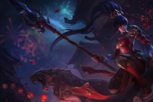 warring kingdoms nidalee lol splash art league of legends lol 1574101683