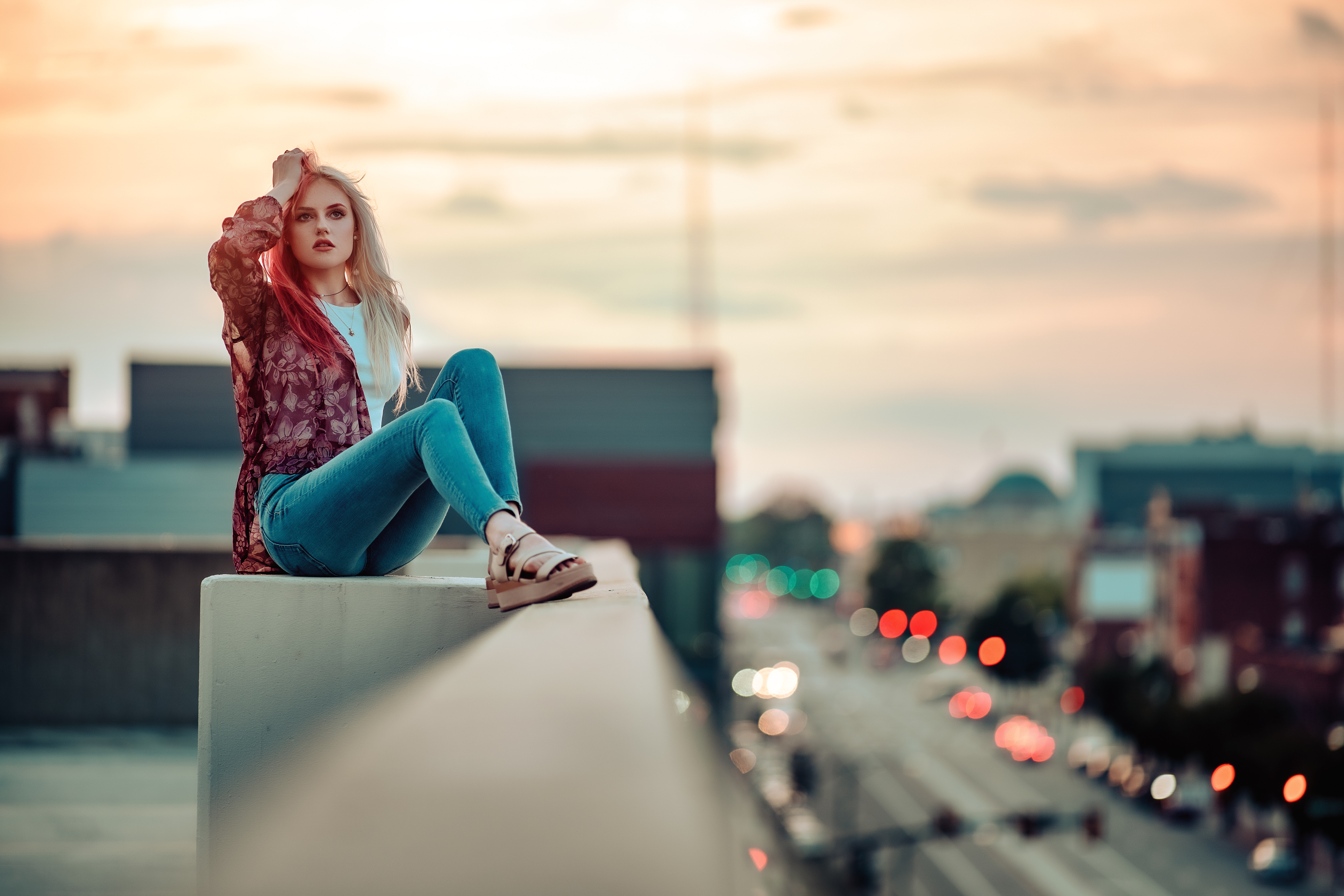 blonde girl rooftop depth of field 1575665740