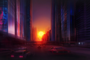 digital drawing city sunset 1575662309