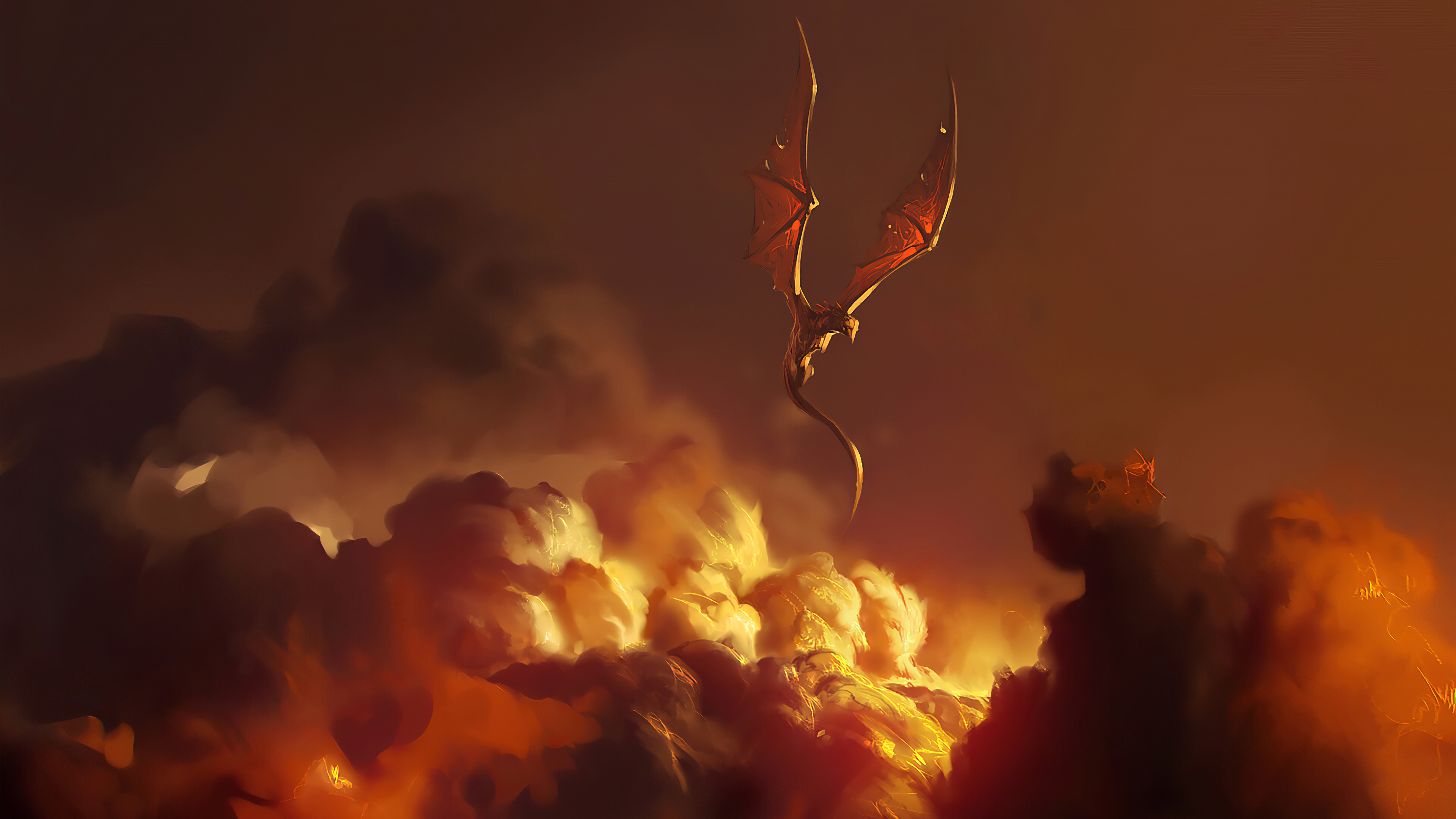 Wallpaper 4k Dragon Clouds Fire Storm Wallpaper