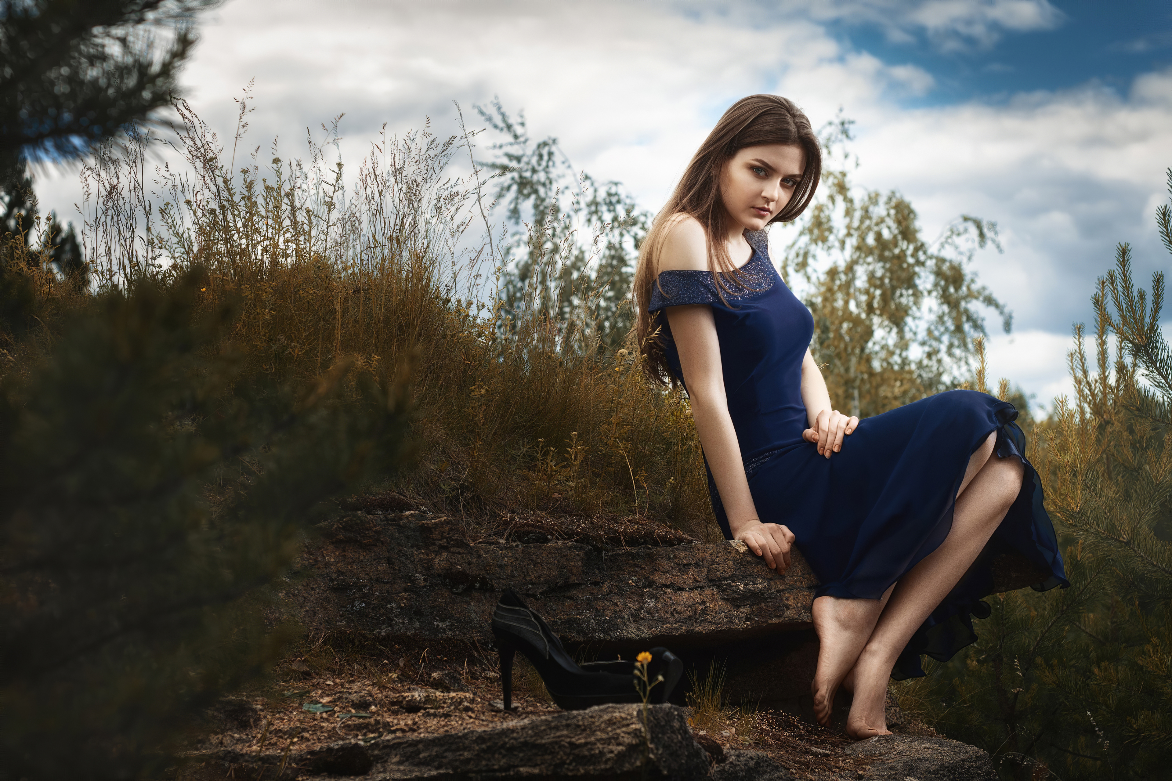 girl in blue dress nature 1575666209