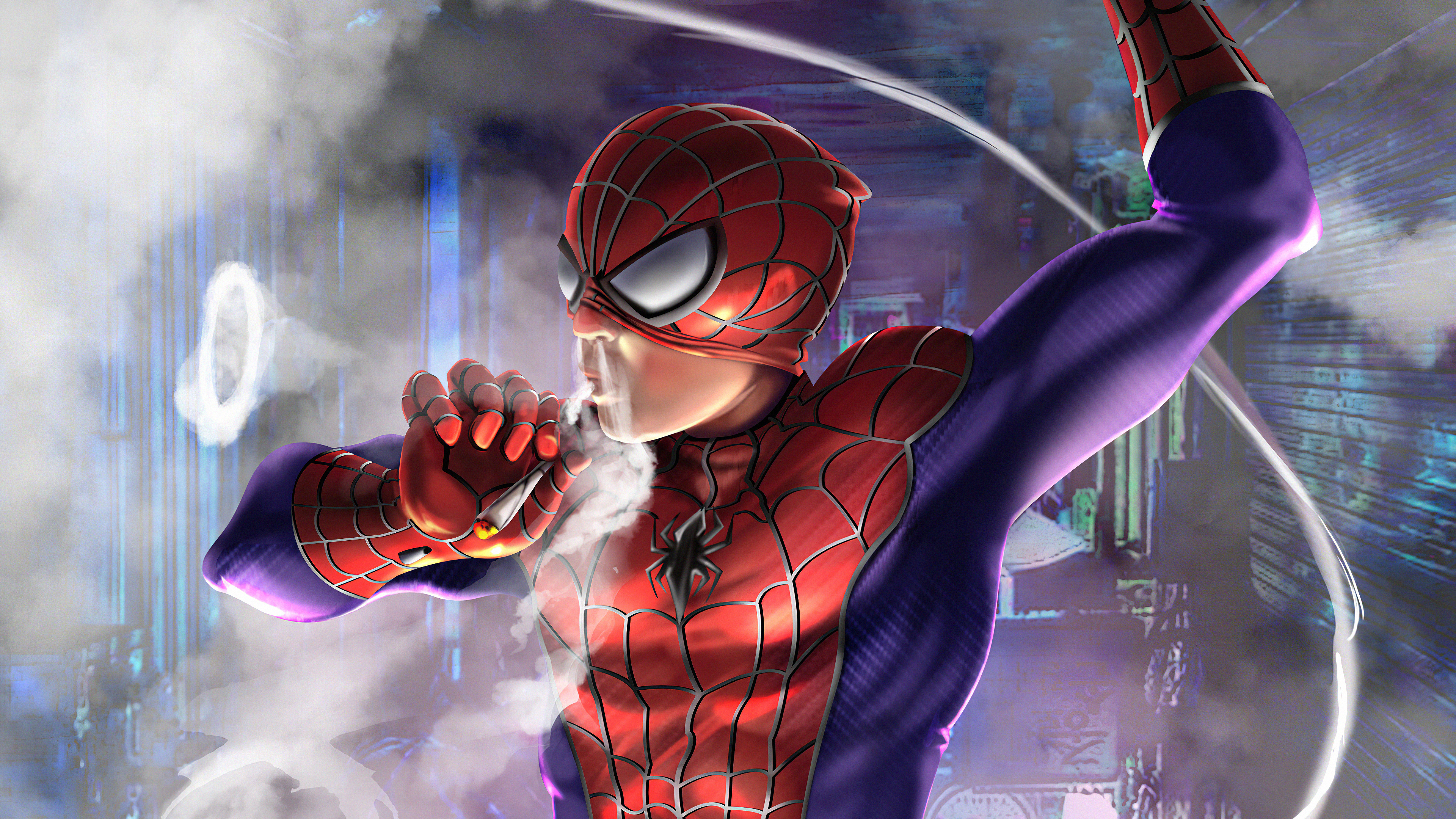 Wallpaper 4k Smoker Spiderman art Wallpaper