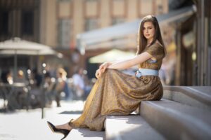 women dress bokeh sitting stilettos model stairs 1575665750