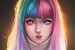 anime girl colorful hairs 1578254415