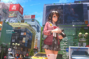 anime girl with camera city life 1578254247