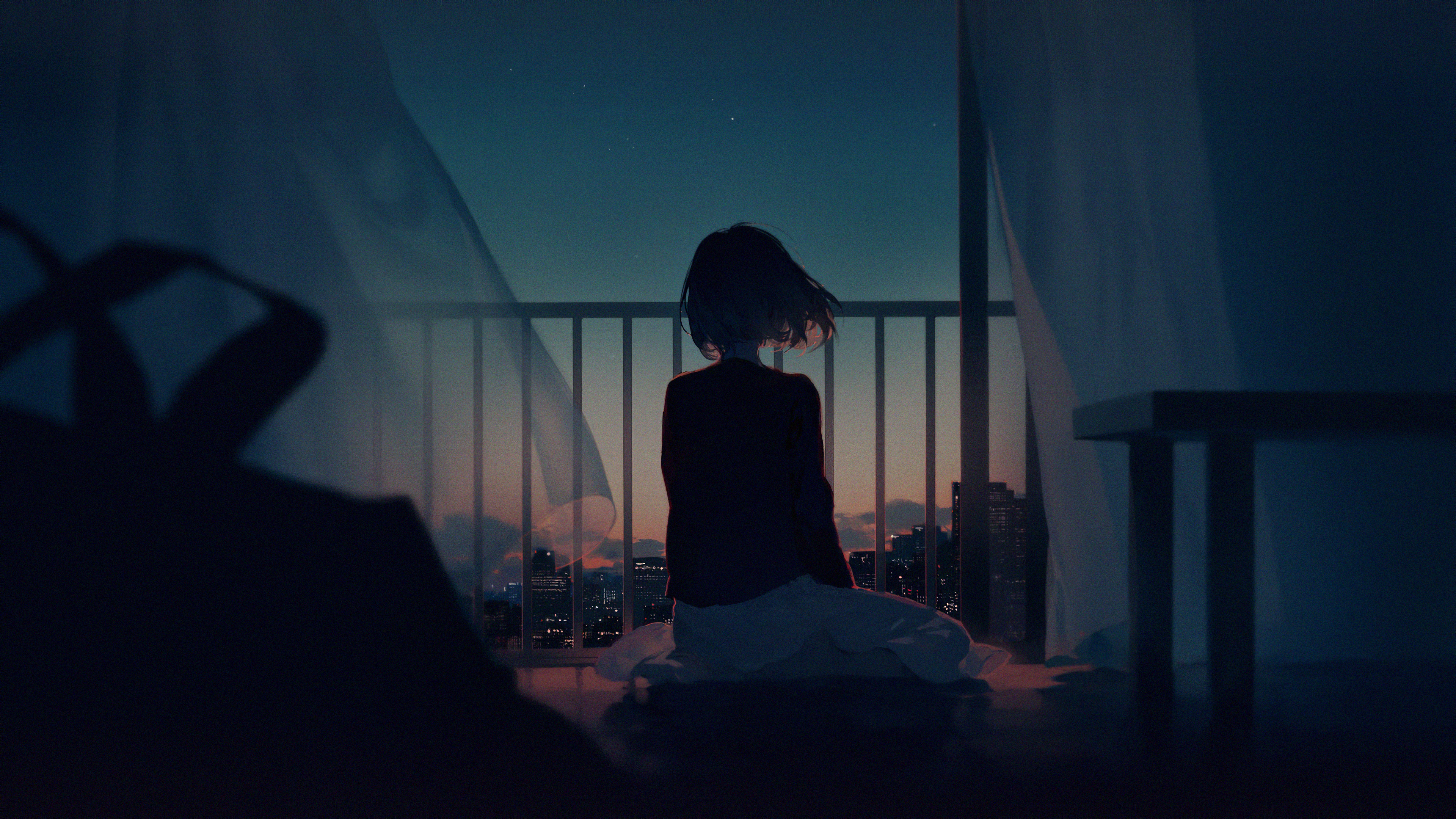 anime original girl looking away 1578254412