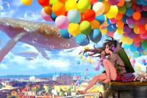 colorful city anime girl blowing bubbles 1578253719