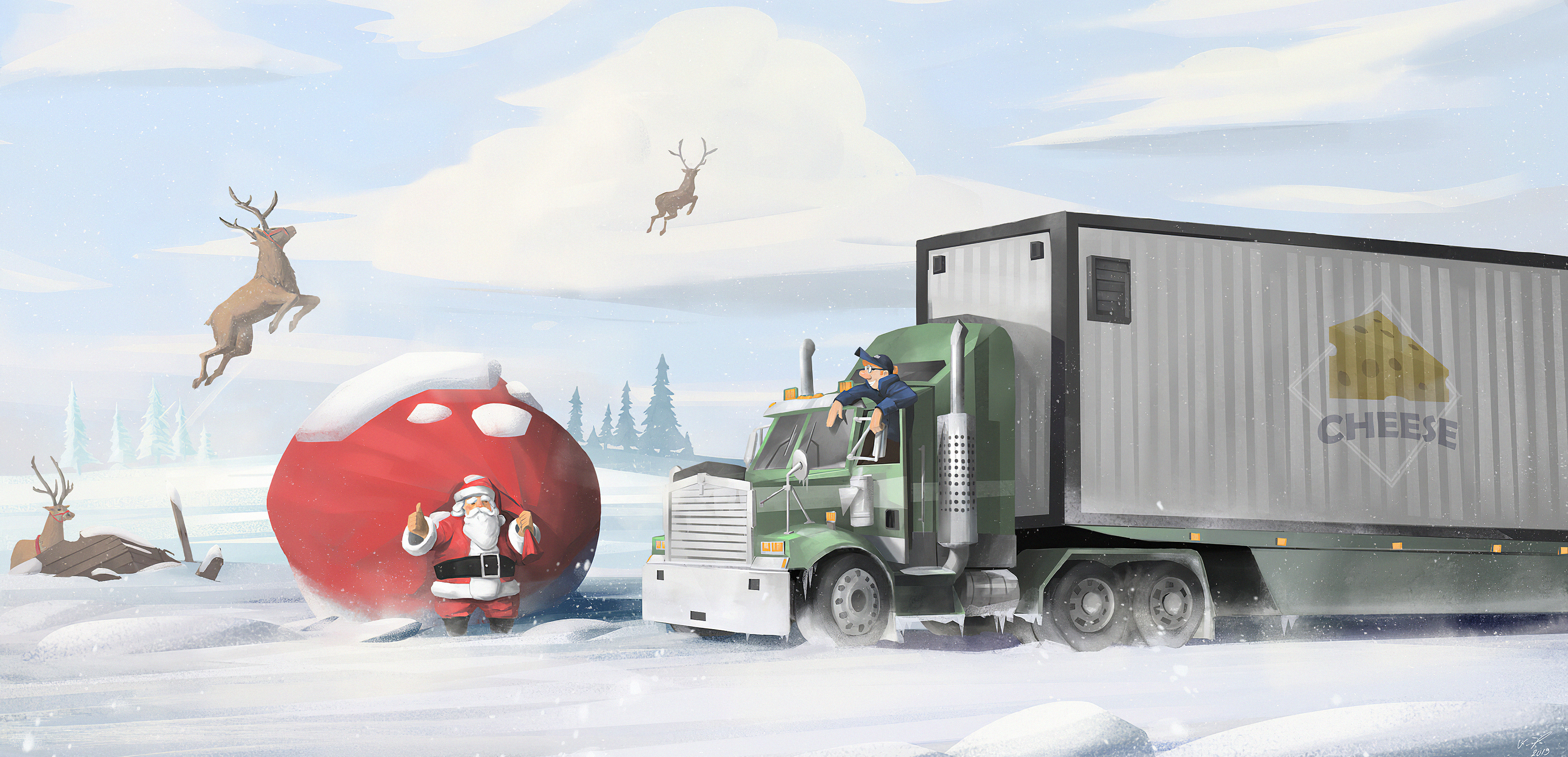 truck driver and santa claus 1578254816