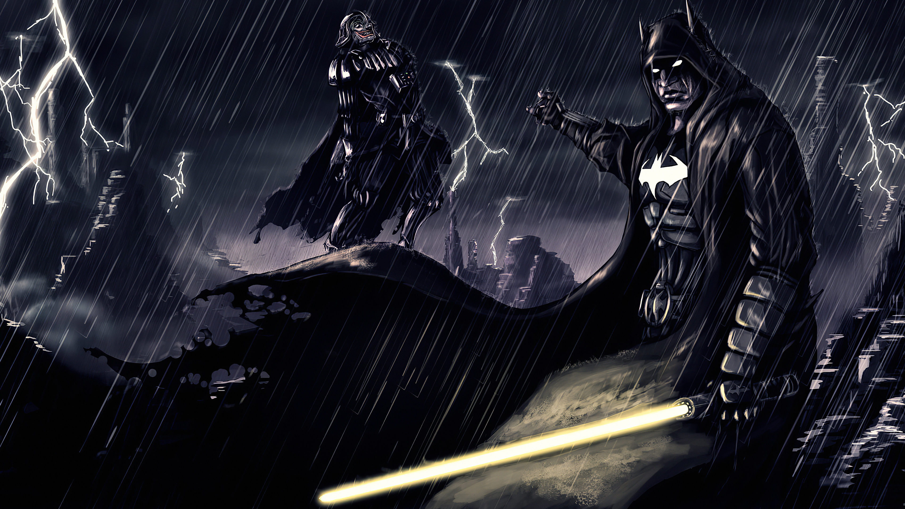 Wallpaper 4k Batman And Joker Darth Vader Wallpaper