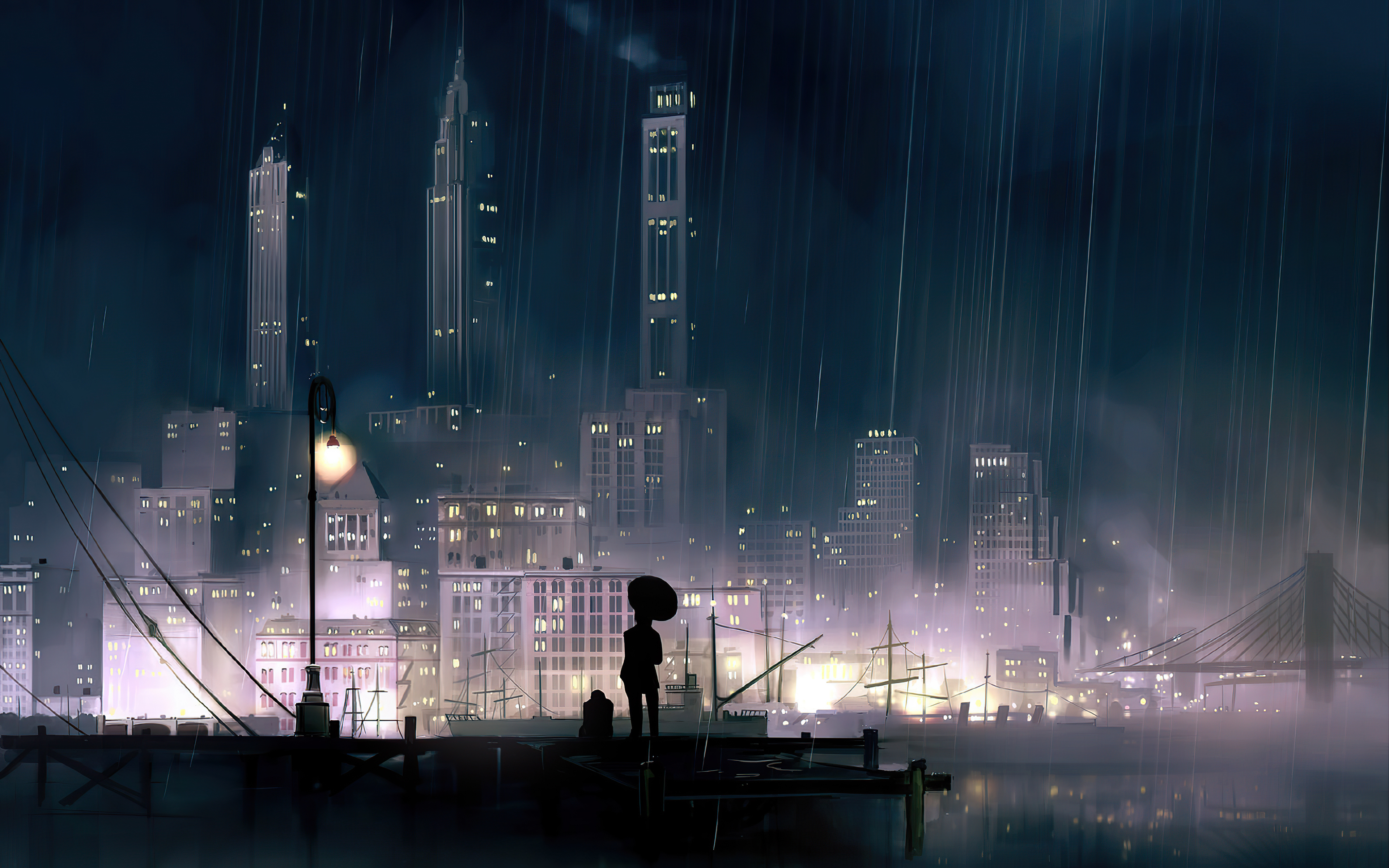 City Lights 花火  Cenários digitais Cenário anime Cenário para vídeos