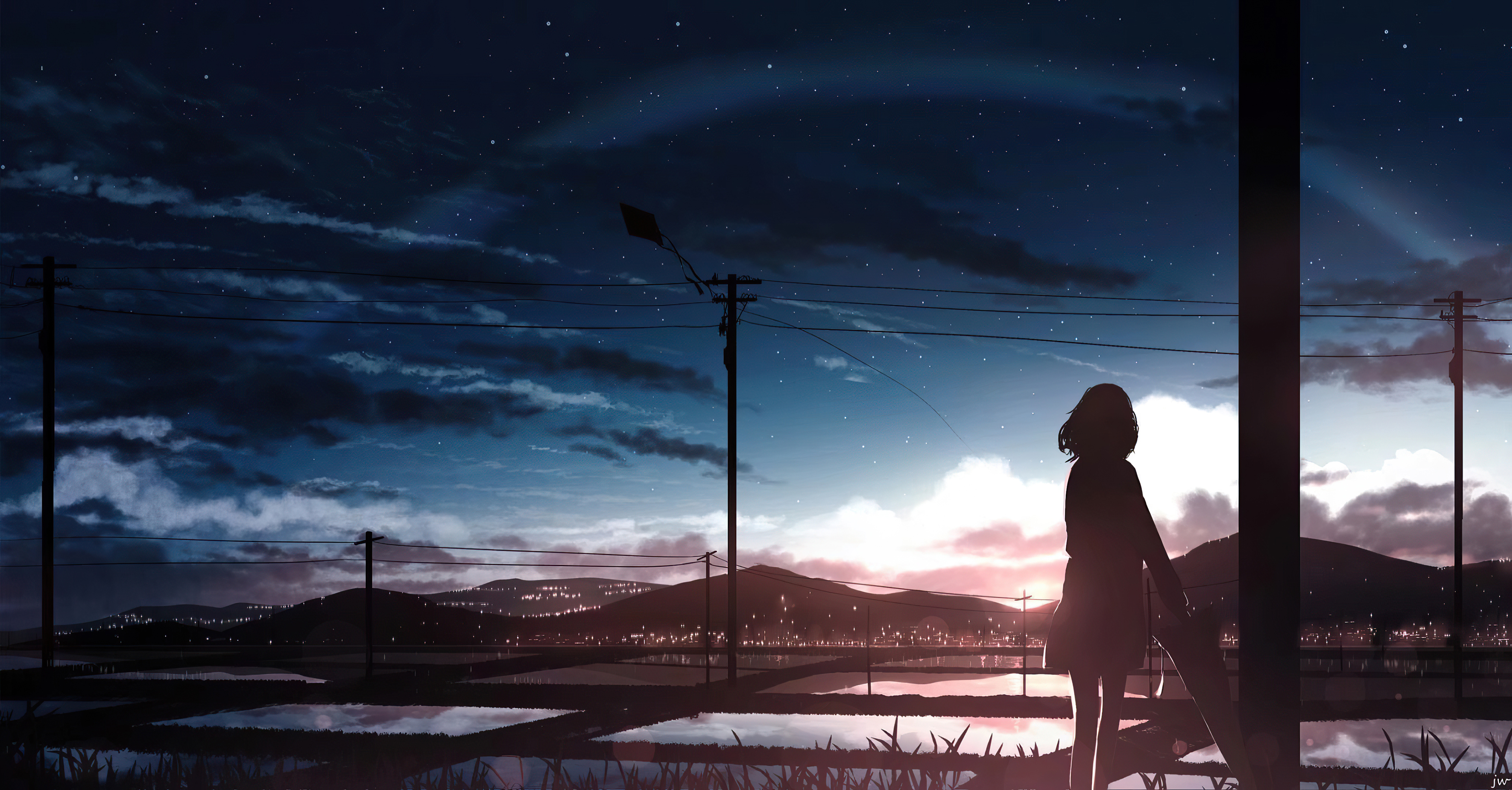 Download On The Rooftop Alone Boy Anime Wallpaper  Wallpaperscom