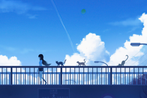 footbridge walk anime girl 1596917283