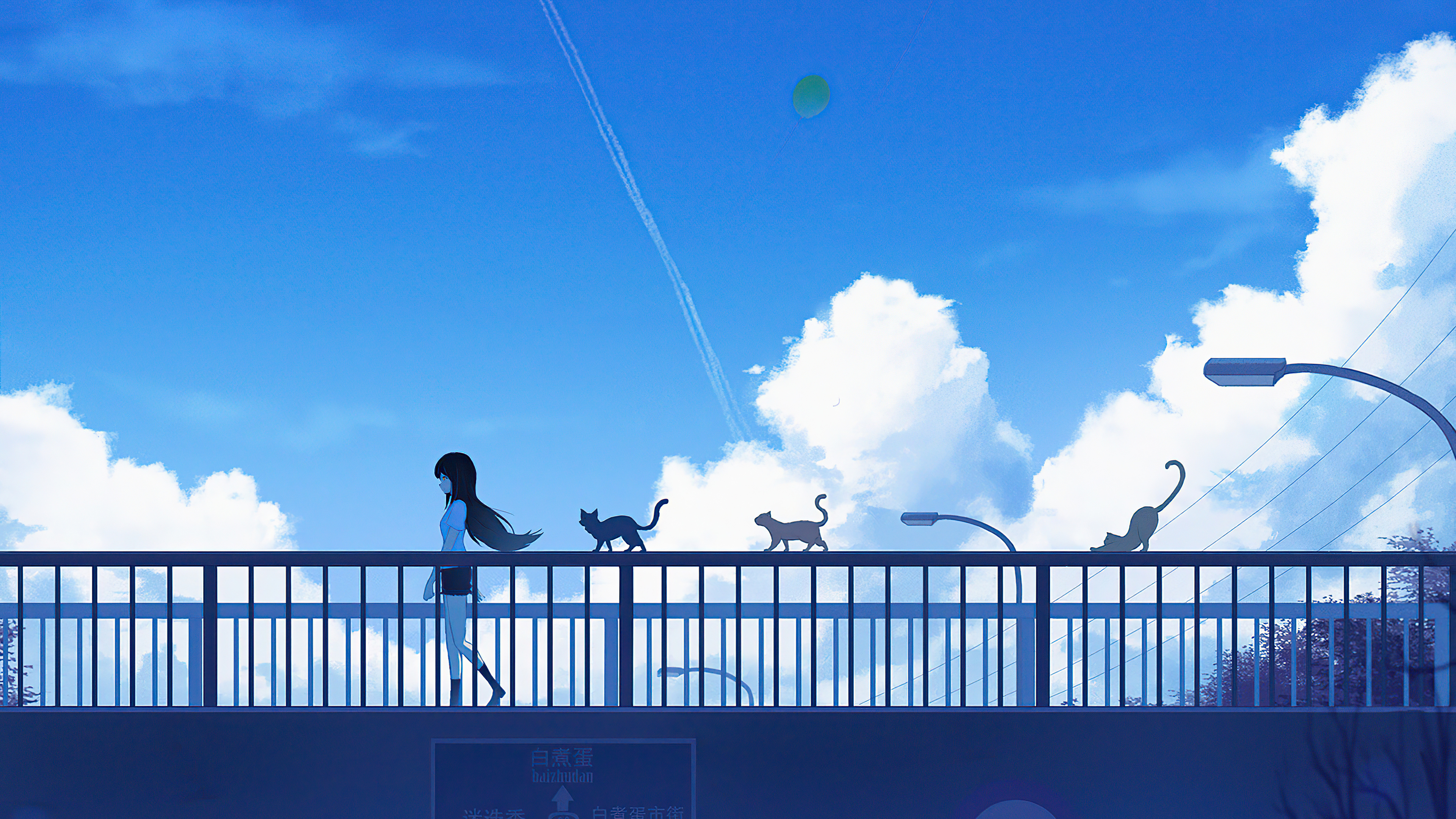 footbridge walk anime girl 1596917283