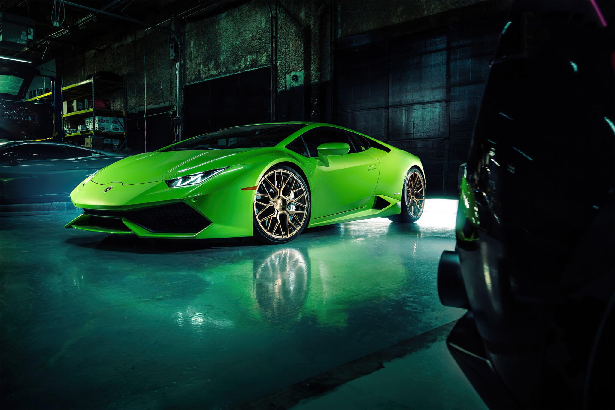 Green Lamborghini Huracan 4k 2020