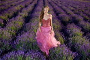 lavender field girl dress cute 4k 1596916196