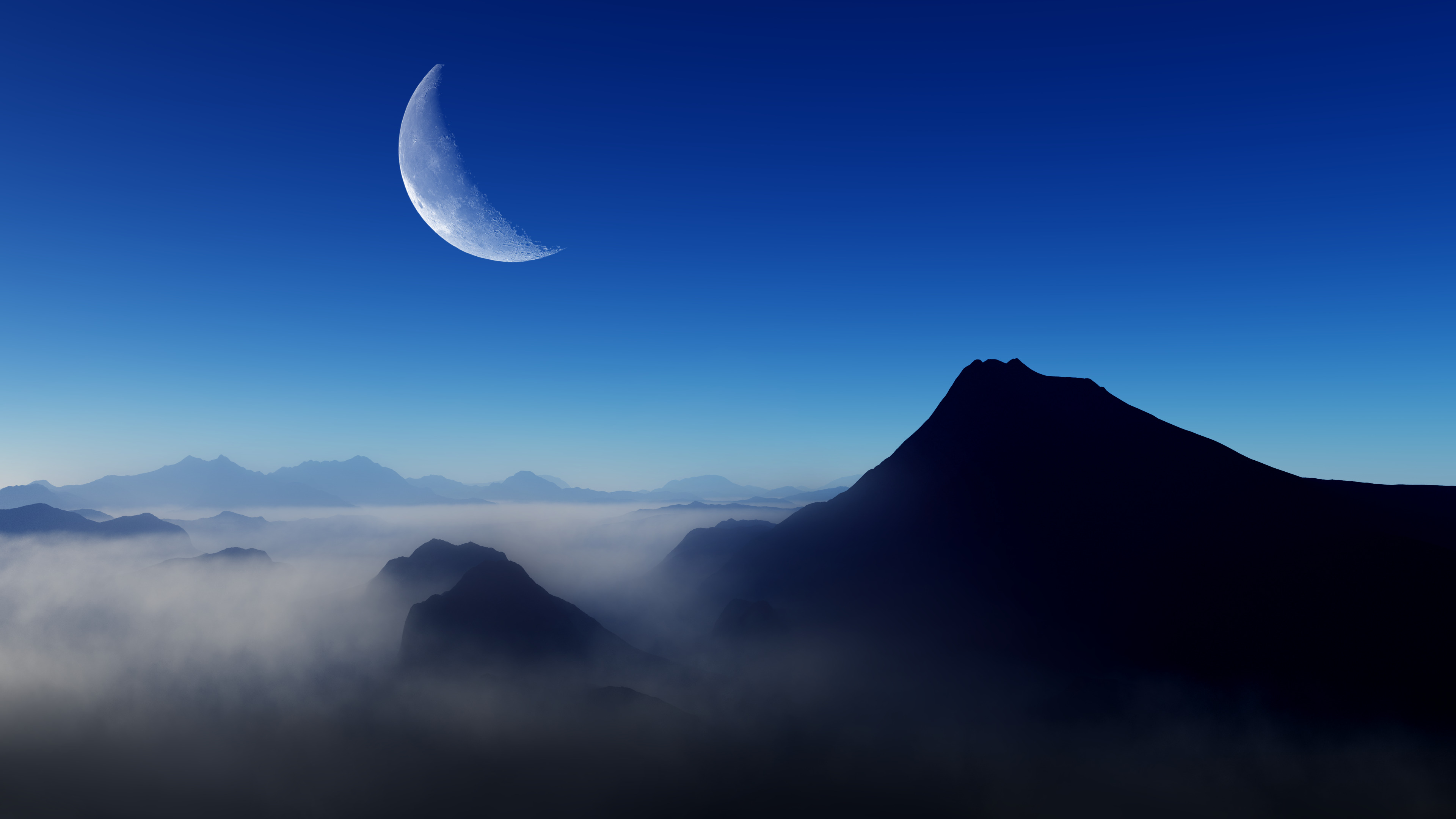 blue morning moon nature 4k 1602504249