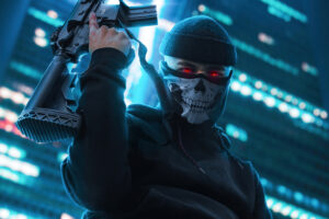 boy with skull mask and ak47 4k 1603398352