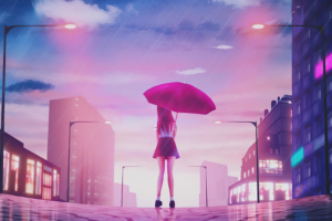 girl umbrella rain 4k 1603398392