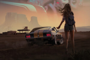 girl with mustang 4k 1602436663