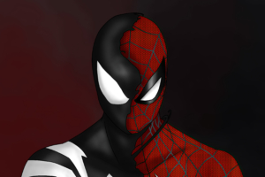 spider man custom symbiote red suit split 4k 1602452348