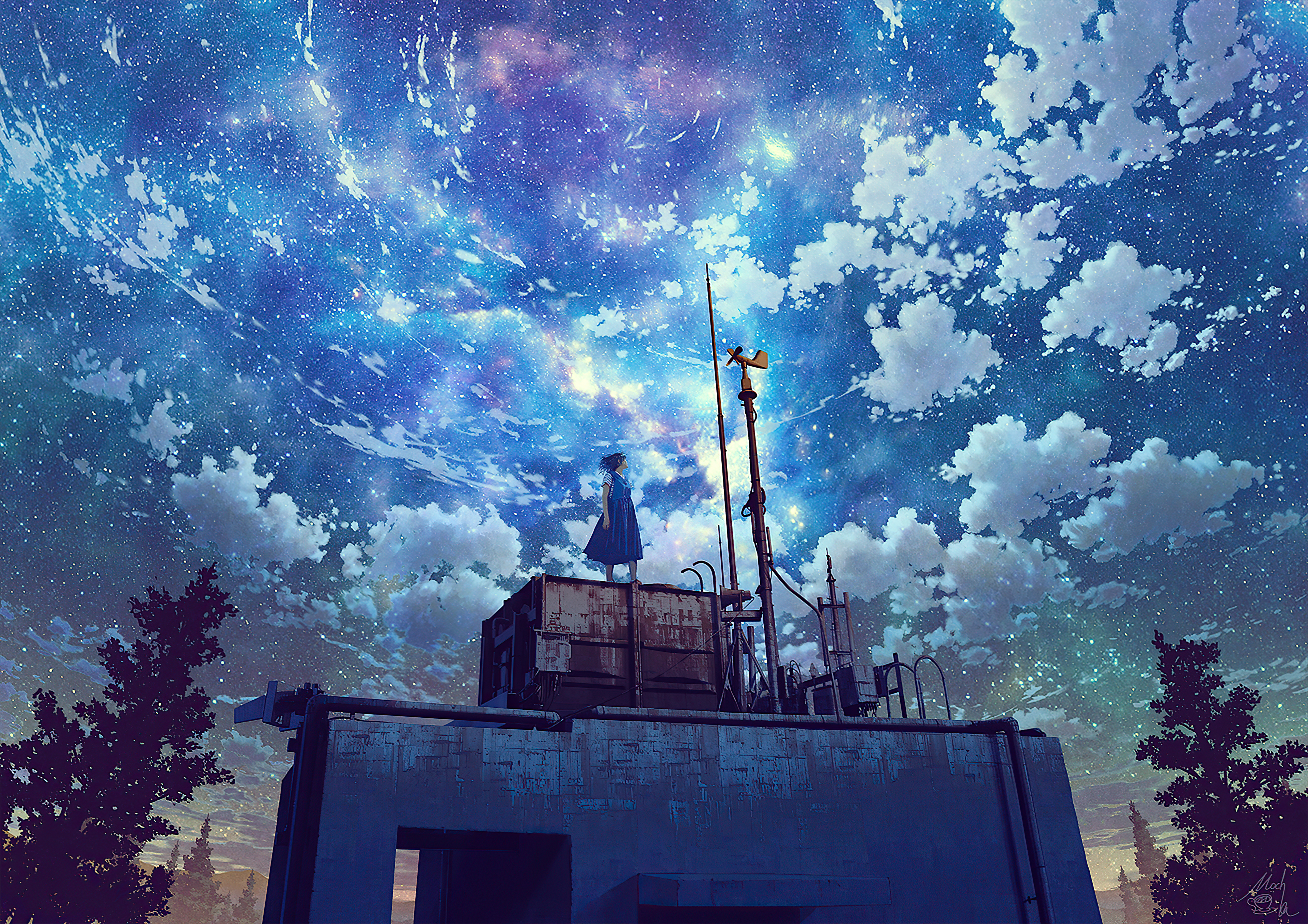 Anime Girl Alone At Bridge Watching The Galaxy Full Of Stars, anime-girl,  anime, HD wallpaper | Peakpx