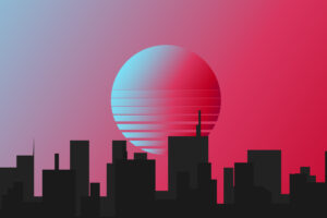 city retrowave minimal 4k 1608579475