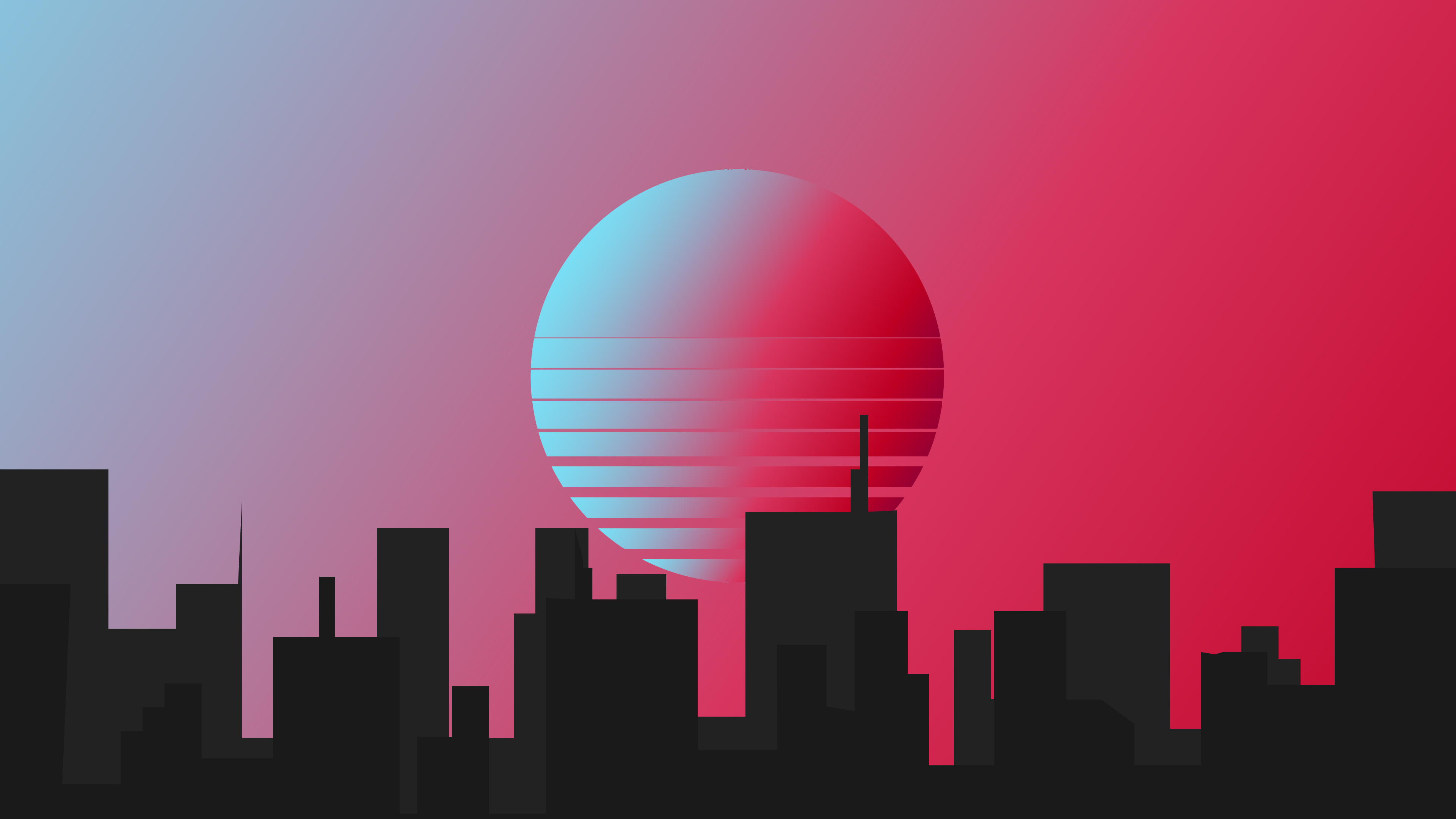 city retrowave minimal 4k 1608579475