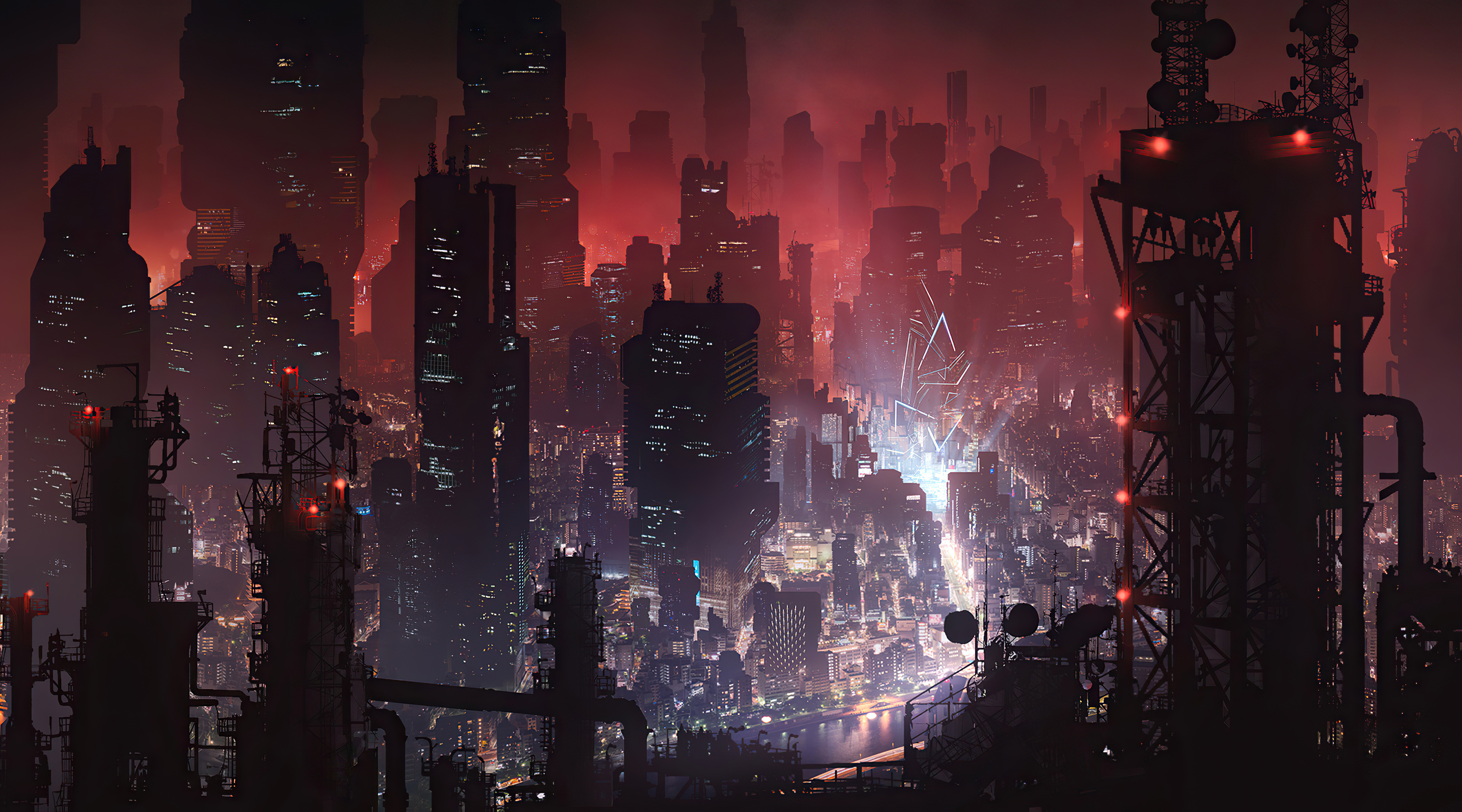 Cyberpunk city store wallpaper