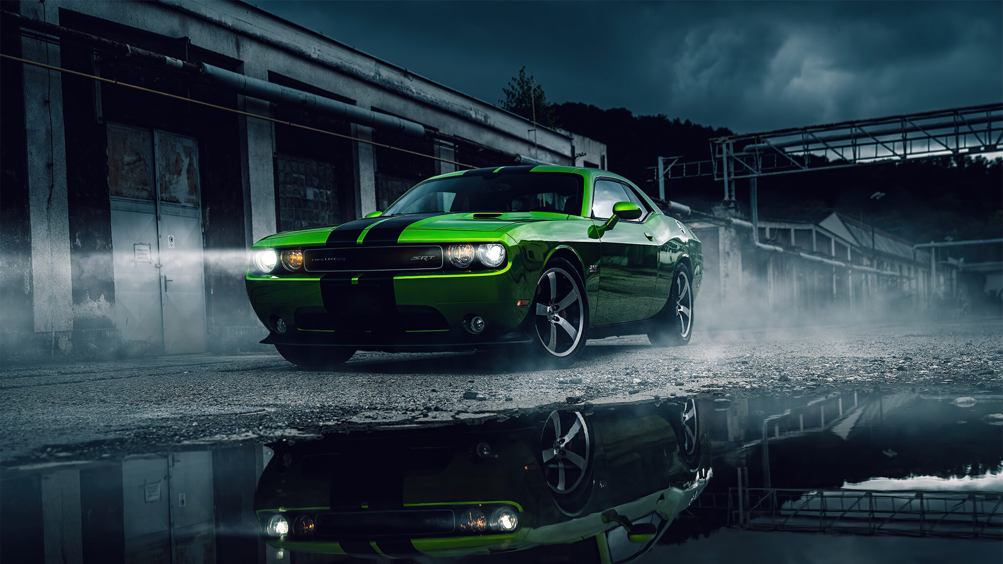 Green Dodge Challenger 4k