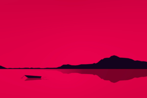 lake minimal red 4k 1608658629