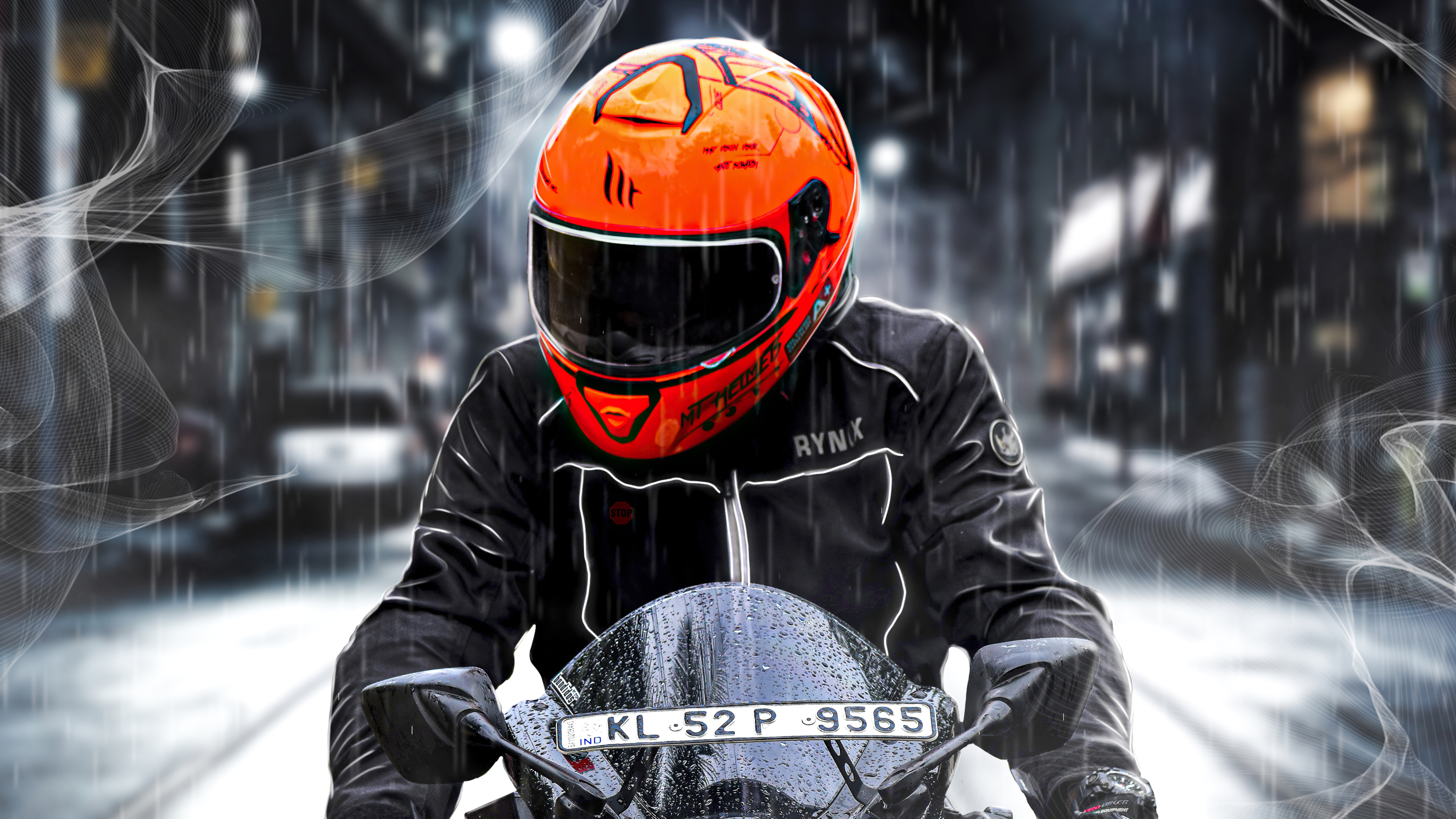 orange helmet biker 4k 1609016167