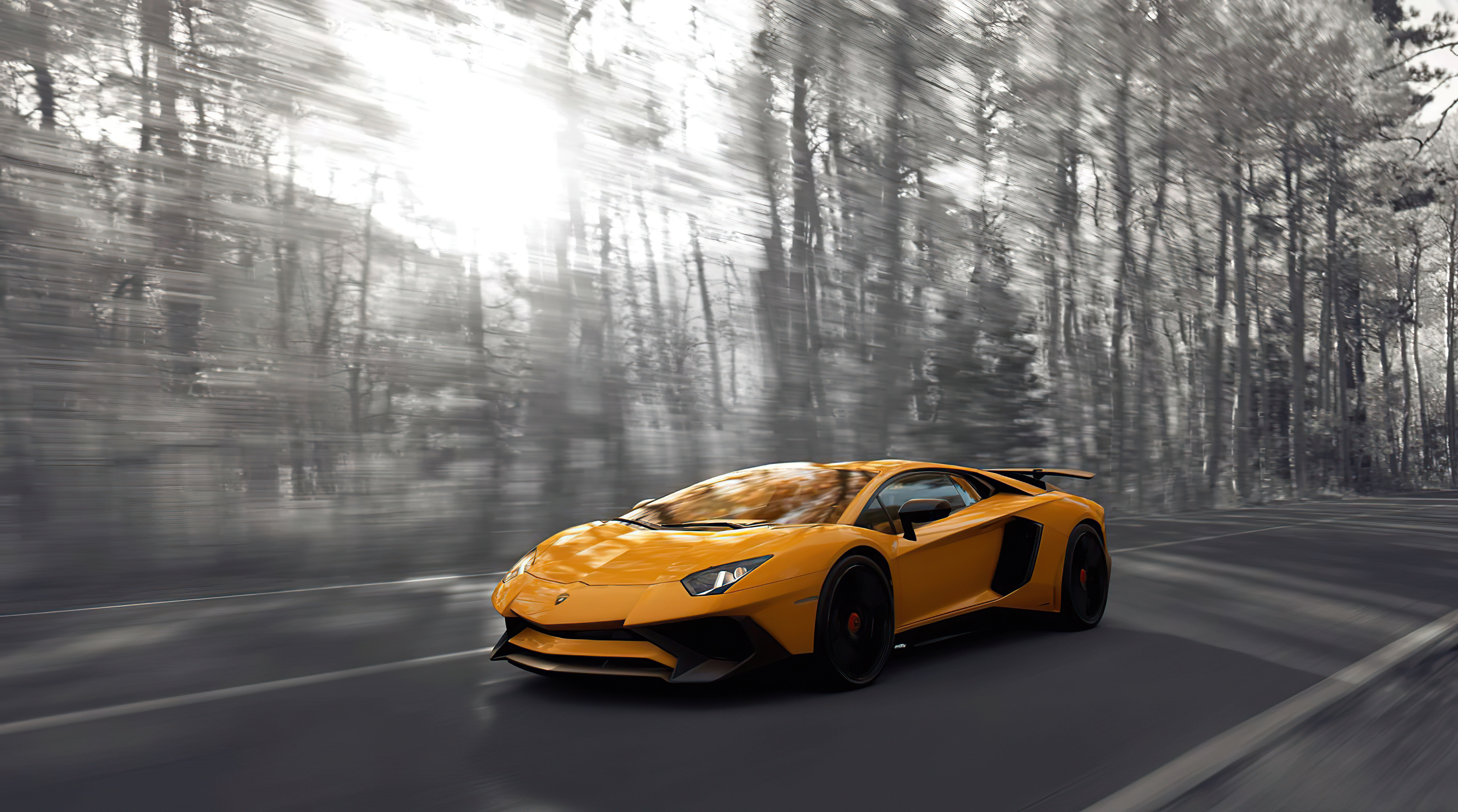 orange lamborghini aventador monochrome 4k 1608818743