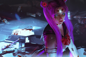 sailor moon cyberpunk girl 4k 1608658977