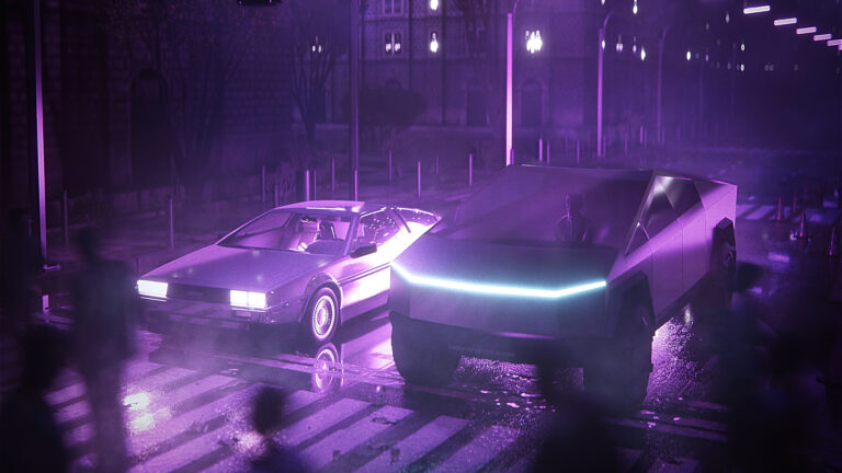 Tesla Cybertruck And Delorean Synthwave 4k - Free 4k Wallpapers - 40. ...