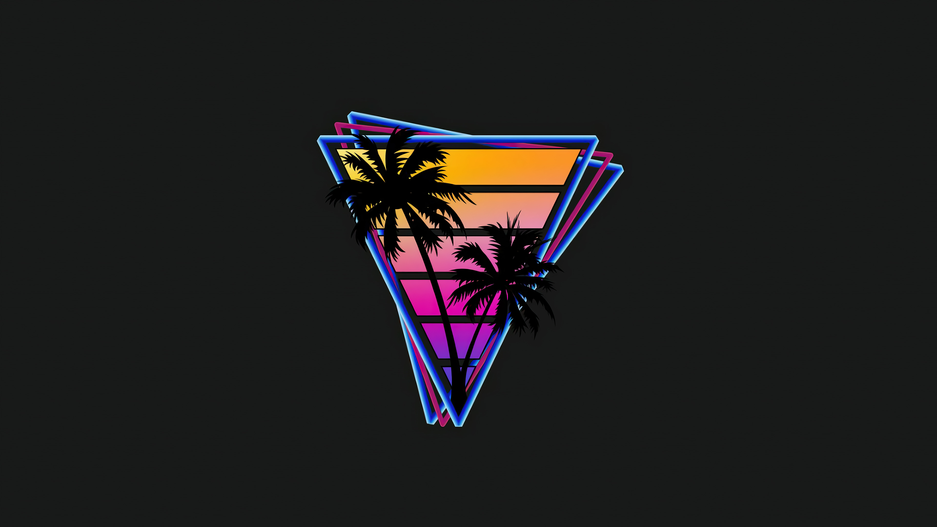 vaporwave triangle palm trees 4k 1608579496