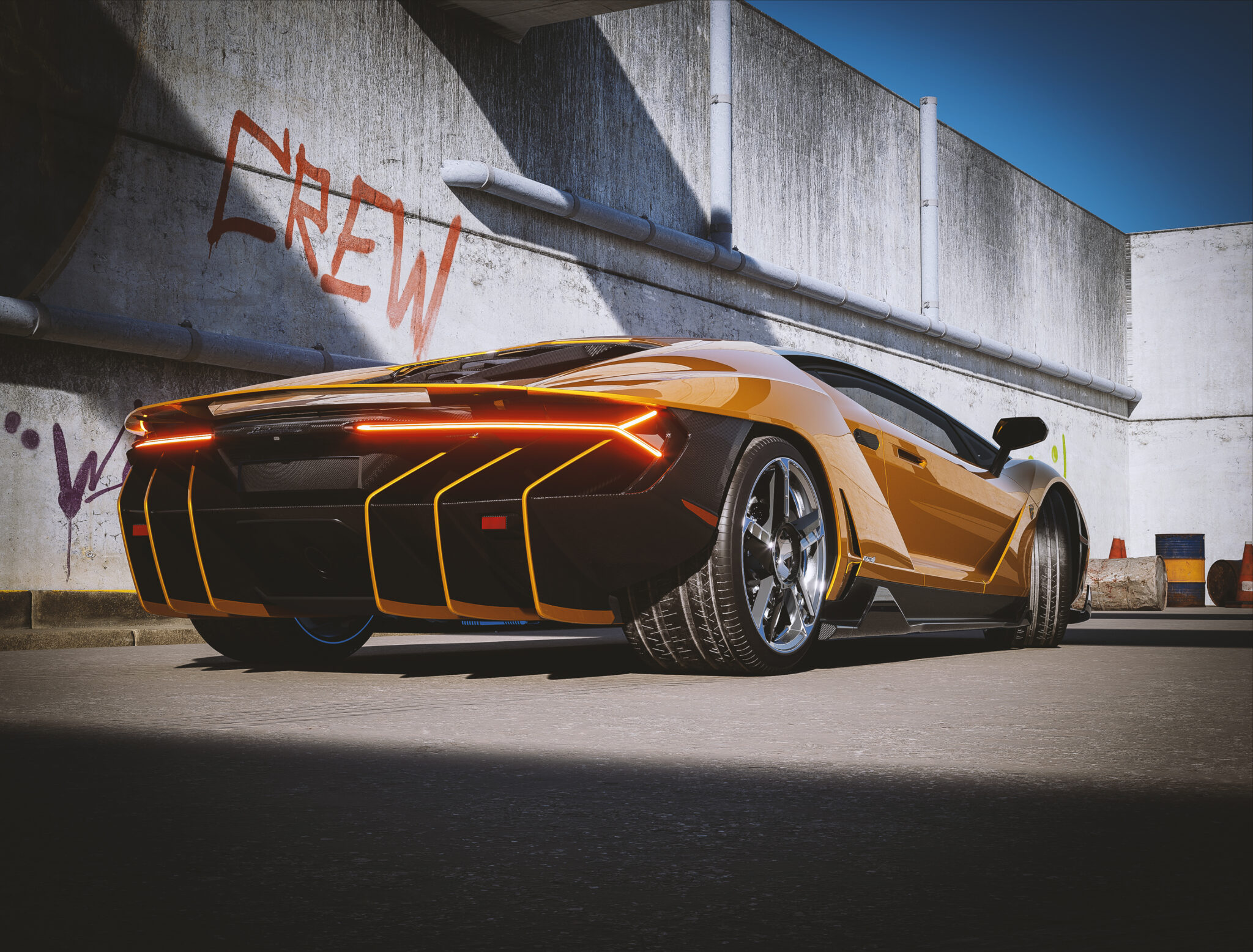 2021 Lamborghini Centenario Yellow Cgi Rear 4k