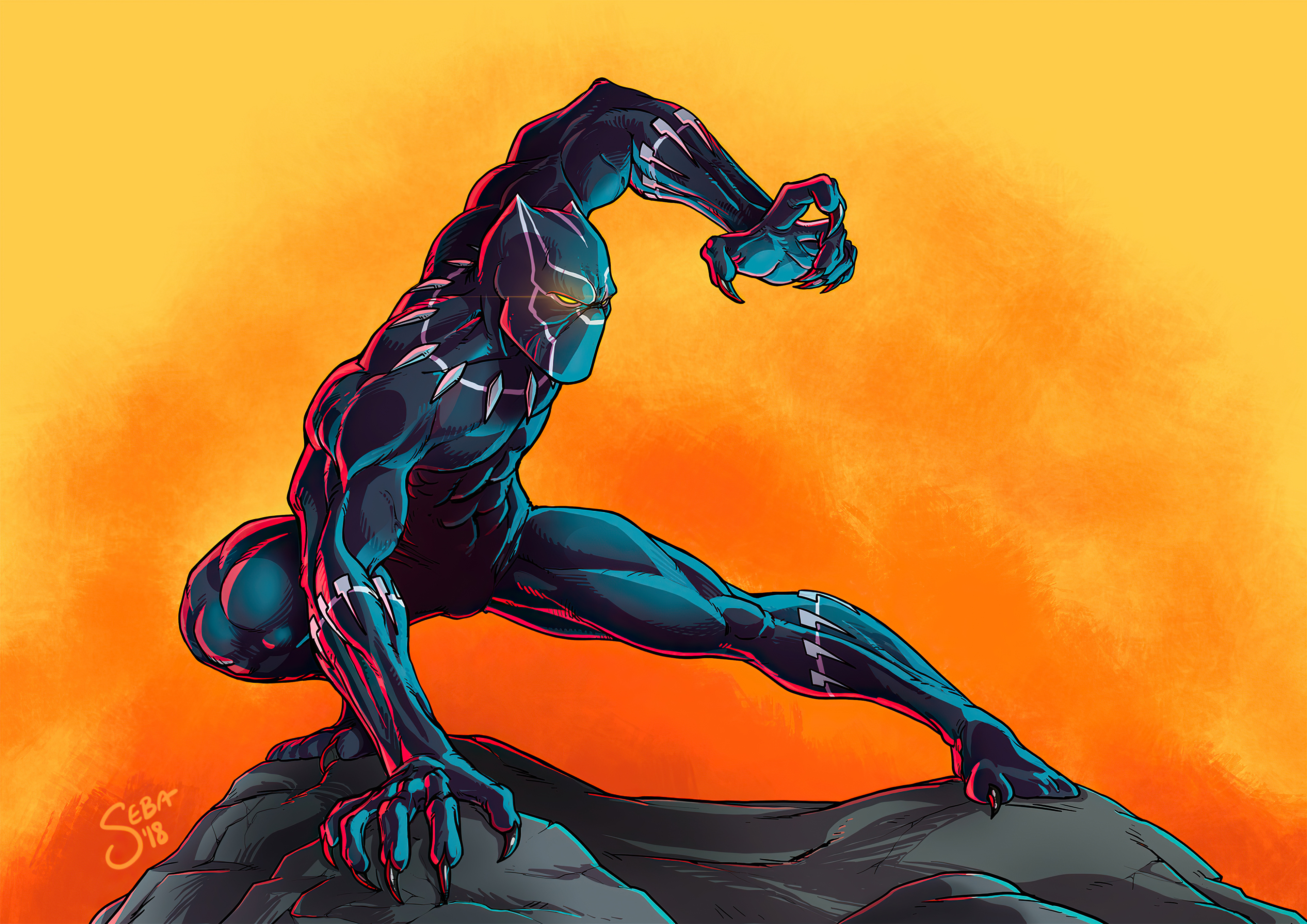 black panther digital paint art 4k 1616960966