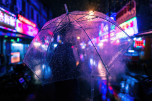 closeup umbrella neon night photography 4k 1616094238