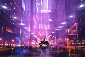 cyberpunk biker girl scifi city 4k 1614624731