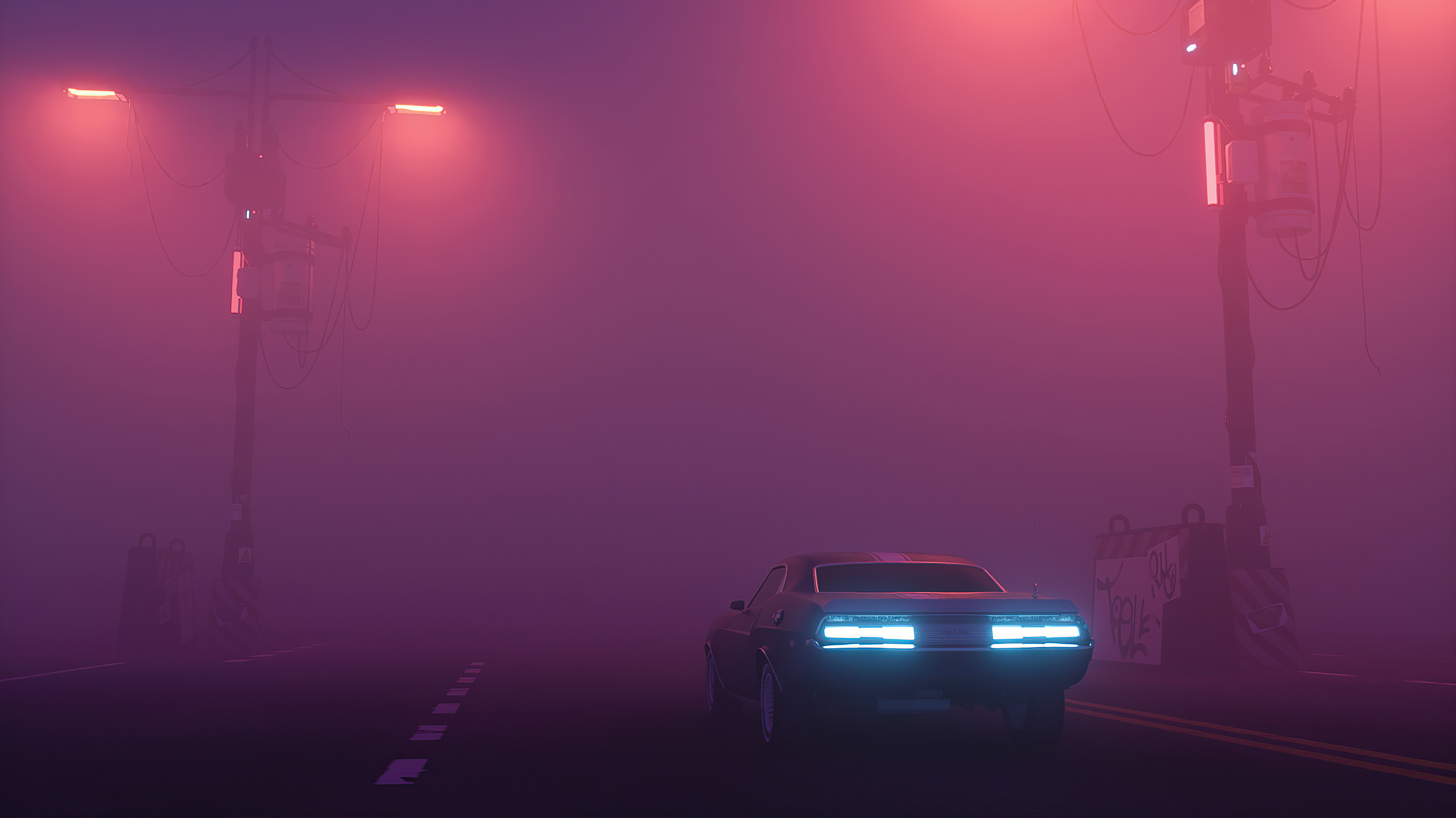 foggy road car 4k 1614616899