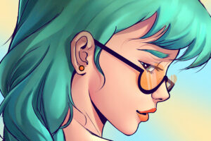 girl green hairs sun glasses illustration 4k 1614620970