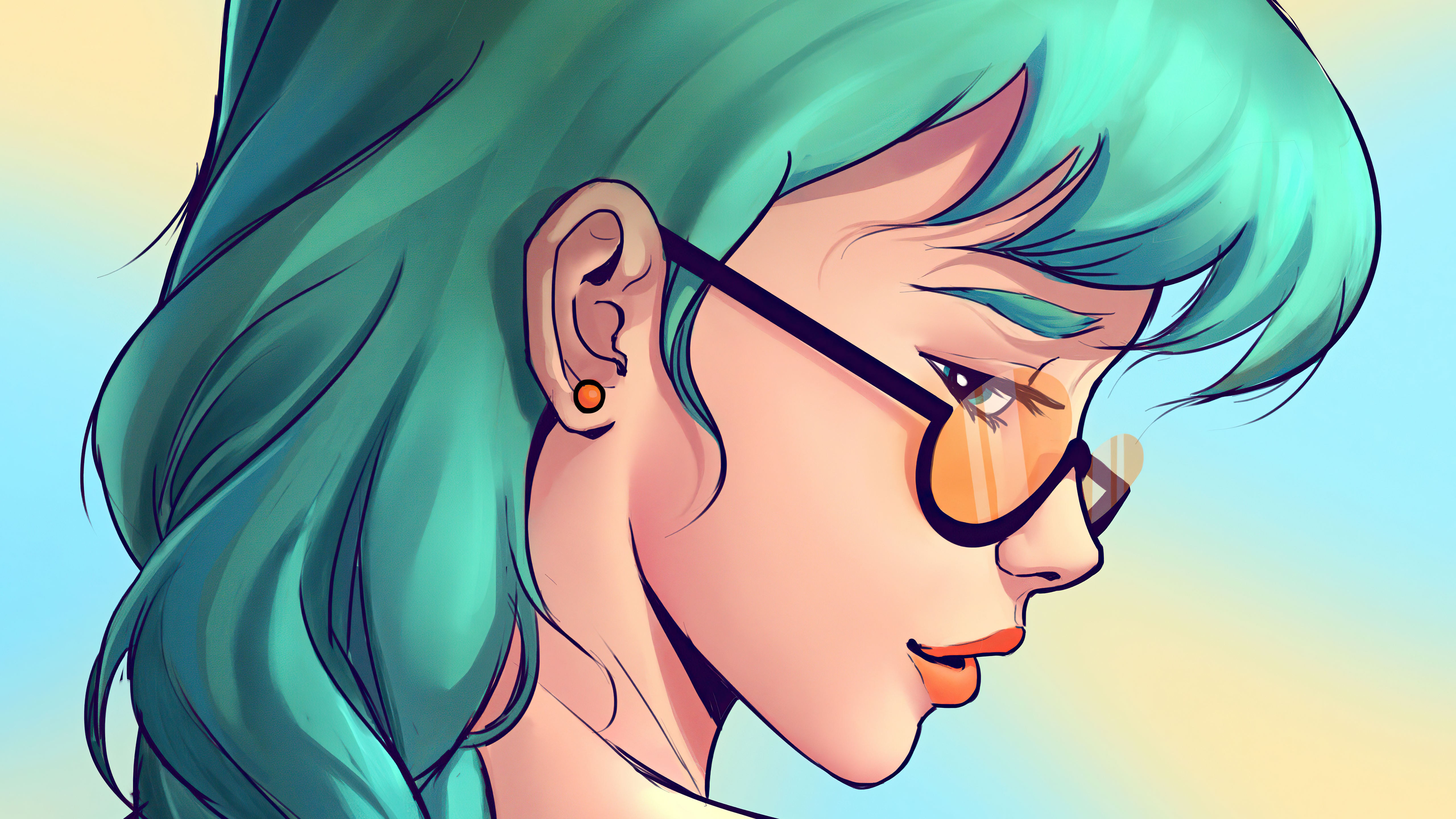 girl green hairs sun glasses illustration 4k 1614620970