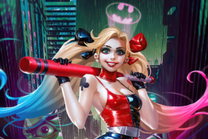 harley quinn with baseball comic art 4k 1616959817